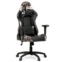 Herná stolička X-GAMER — PU koža, látka, čierna / maskáč
