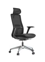 Kancelářská ergonomická židle WISDOM s podhlavníkem — síť, černý plast, nosnost 120 kg, více barev