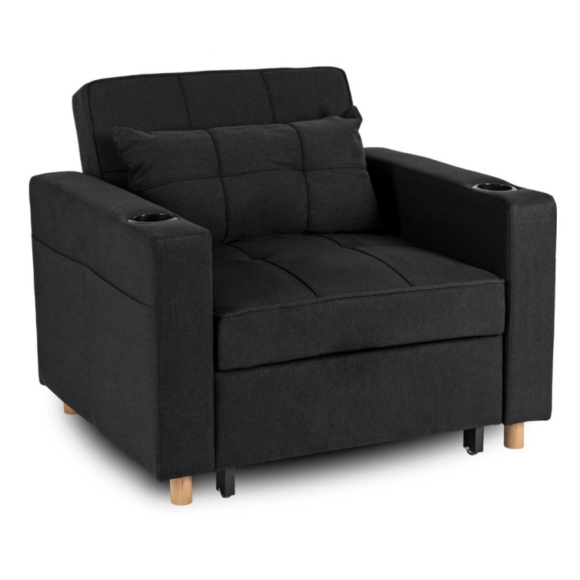 Elegantné ergonomické kreslo SOLOR v čiernej farbe - s držiakom na pitie