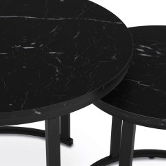 Sada 2 konferenčných stolíkov OREO 3 – s čiernym mramorovým dekorom a kovovou základňou Autronic