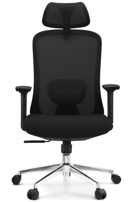 Kancelárska ergonomická stolička ASPEN s podhlavníkom - sieť, čierny plast, nosnosť 120 kg, čierna