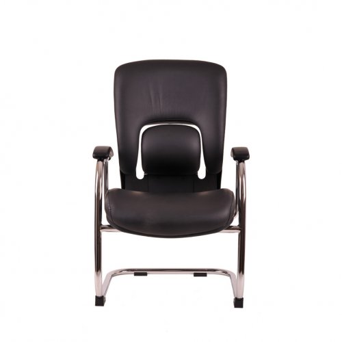 Konferenční židle Office Pro VAPOR MEETING – pravá hovězí kůže, chrom