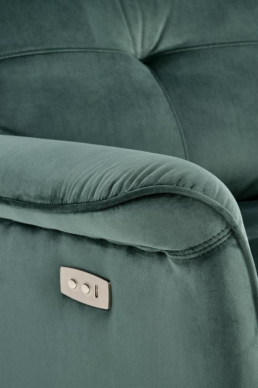 TV křeslo SEMIR s elektrickým polohováním - látka, zelená Halmar