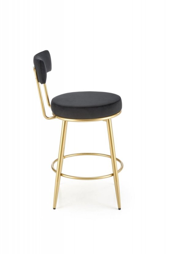 Barová stolička LUCIAN — kov, látka, zlatá / čierna