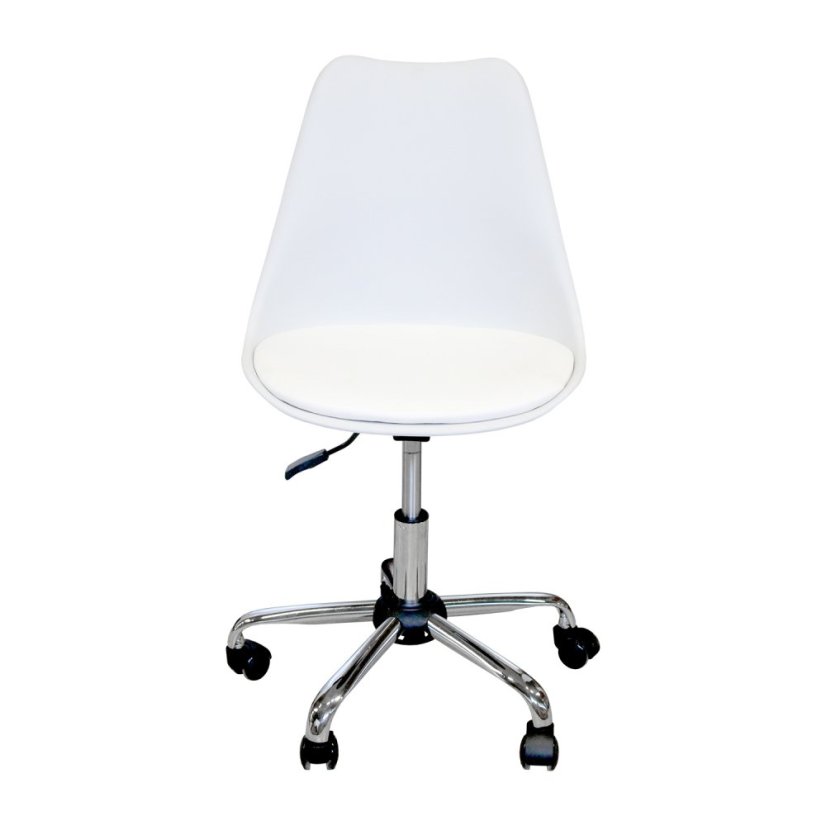 Kancelářské křeslo na kolečkách GENT — PU kůže, plast, bílá