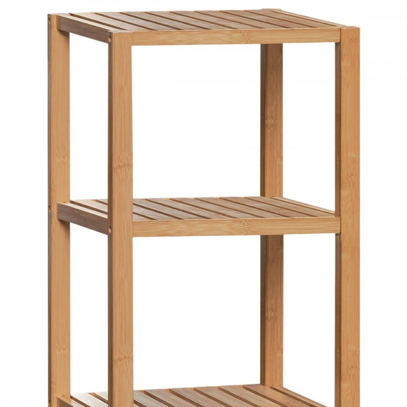 Regál, 5 políc, masív bambus, prírodný odtieň, nosnosť 15 kg