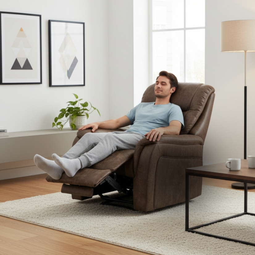 TV křeslo ISLA — hnědá, imitace broušené kůže