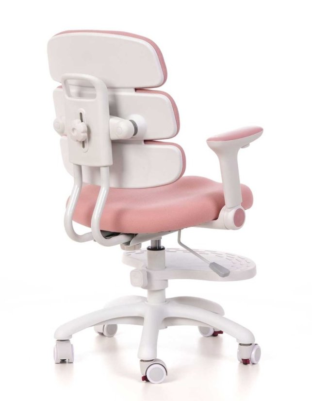 Dětská rostoucí židle GRIDDY — látka, bílá / růžová