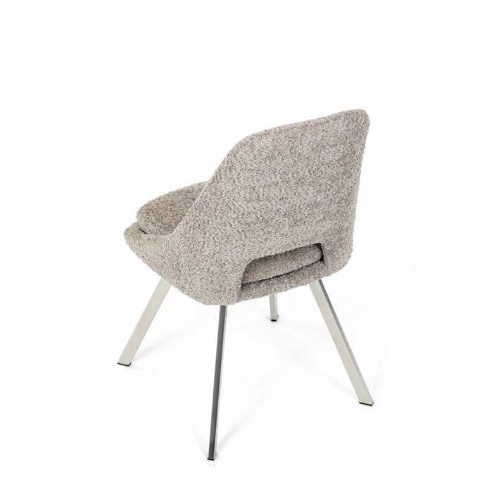 Elegantná lanýžová jedálenská stolička RINA Bouclé s nerez nohami