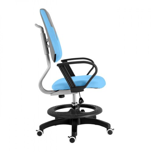 Detská rastúca stolička s podnožou BAMBINO – látka, šedo-svetlo modrá