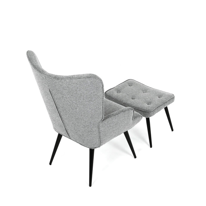 Luxusní relaxační křeslo NUVOLA s taburetem –  vodoodpudivá, sametová, šedá látka