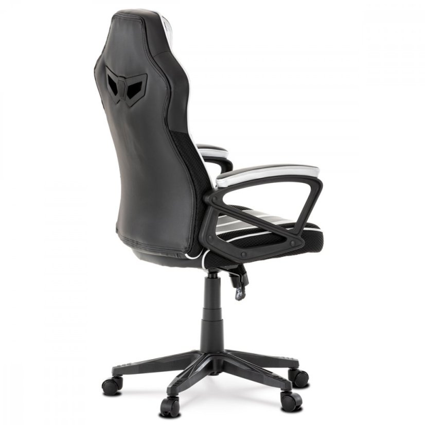 Herné kreslo LANCER — látka, ekokoža, čierna / biela