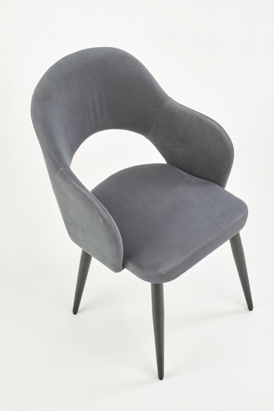 Jedálenské kresielko MALMO — zamat, sivá