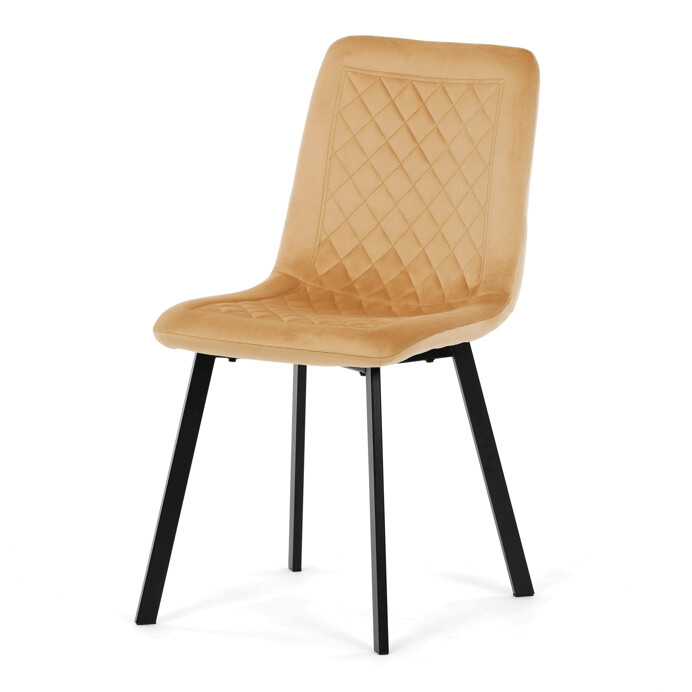 Elegantná jedálenská stolička NOX – žltý zamat, čierny kov Autronic