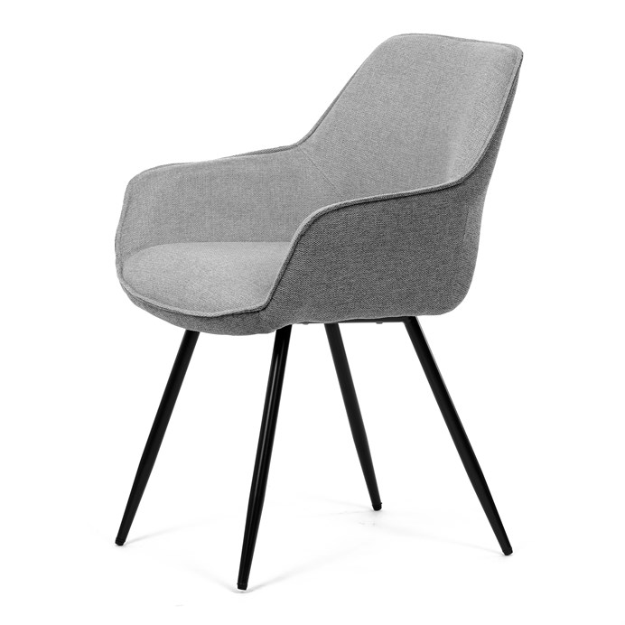 Jedálenská stolička BONY - strieborno-sivá látka, čierny kov