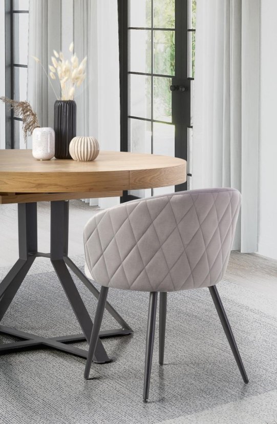 Jídelní kulatý rozkládací stůl MERCY –? 120x120x80 (+40), dřevo/kov, zlatý dub/černá Halmar