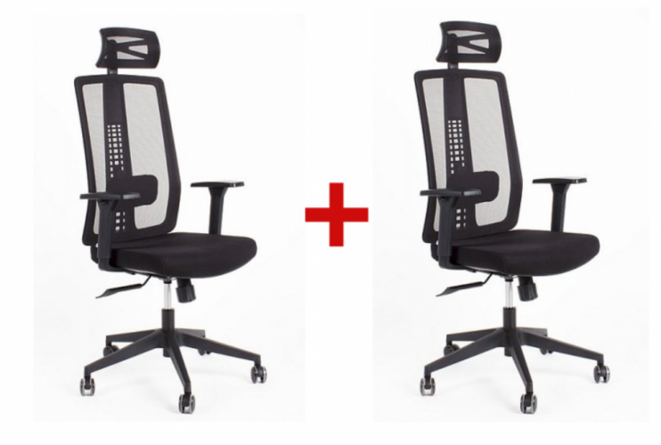 Kancelářská ergonomická židle RON 1 +1 ZDARMA — černá