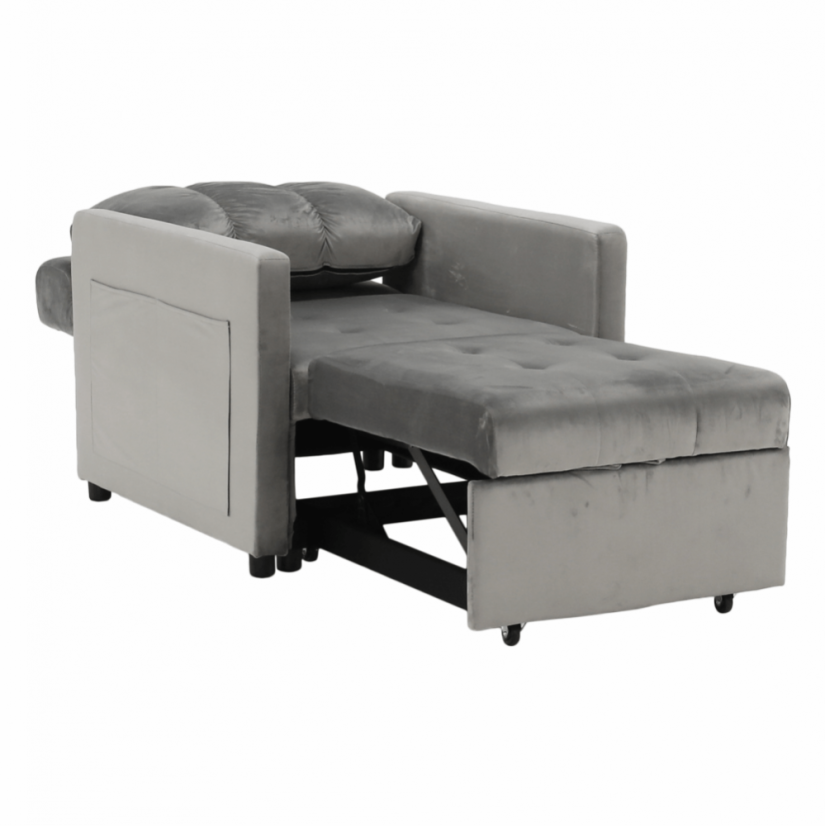 Rozkládací křeslo IGRIM — světlešedá látka/plast