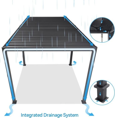 Bioklimatická pergola INTRO PLUS 4x3 m, hliník - do stěny