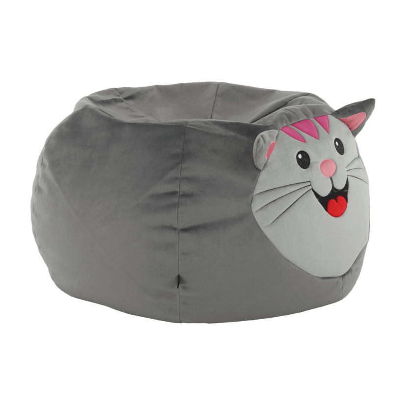 Detský sedací vak BABY s mačičkou — 60×45, sivá