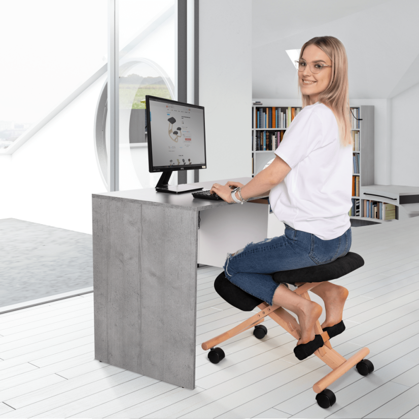 Ergonomická kľakačka GROCO – Čierna/Látka Buk - Farba: Čierna