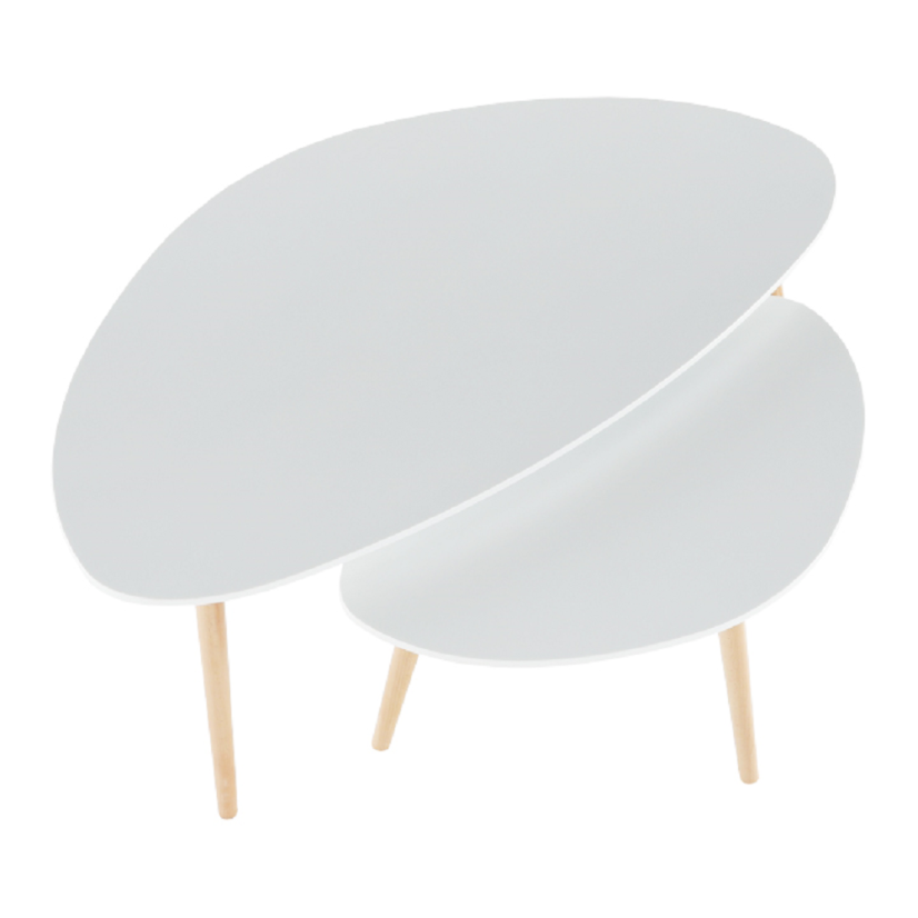 Set konferenčných stolíkov FOLKO — biela / buk