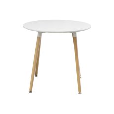 Kulatý jídelní stůl UNO — průměr 80 cm, buk, kov, bílá
