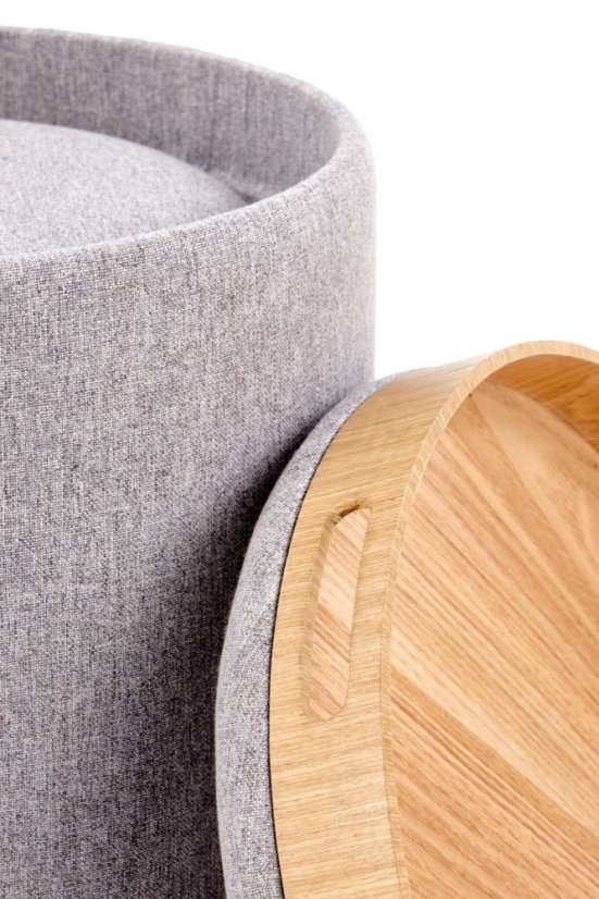 Set taburetov AVIKO s úložným priestorom – látka, MDF, sivá