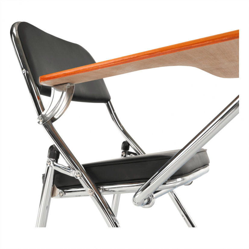 Konferenčná stolička s písacou doskou TEKER - kov, ekokoža, čierna