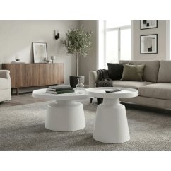 Elegantný biely kovový konferenčný stolík ARID – Autronic