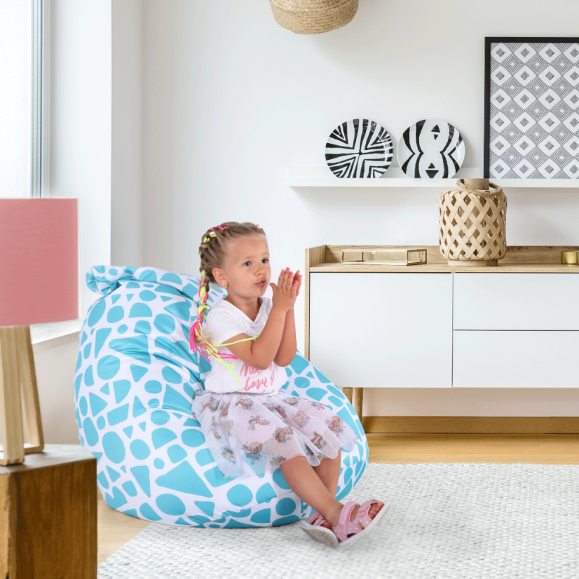 Sedací vak TELDIN —75x75x110, látka, tyrkysová / biela