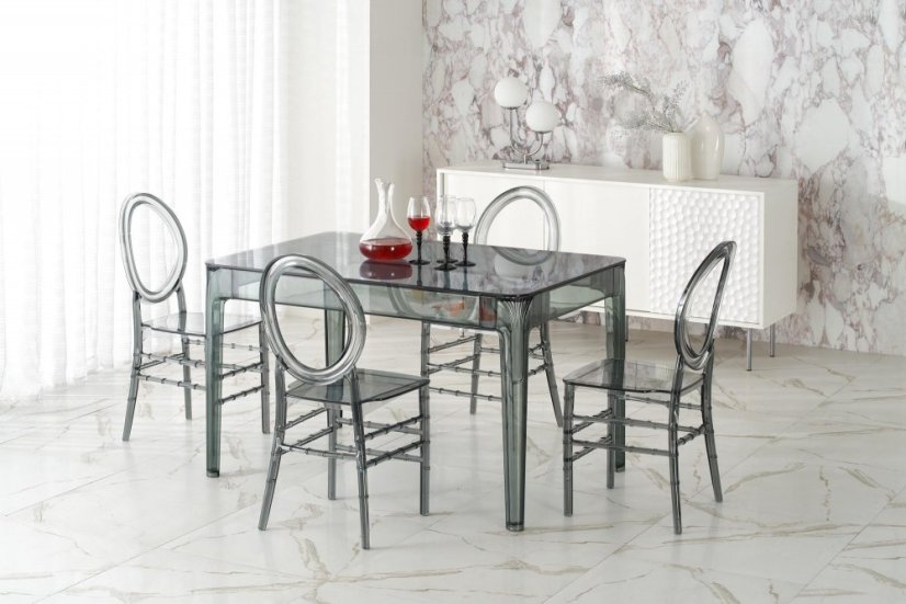 Transparentná plastová stolička BLANCO - dymová