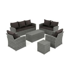 Zahradní sestava SHELTER – šedý polyratan, úložný stolek, Autronic