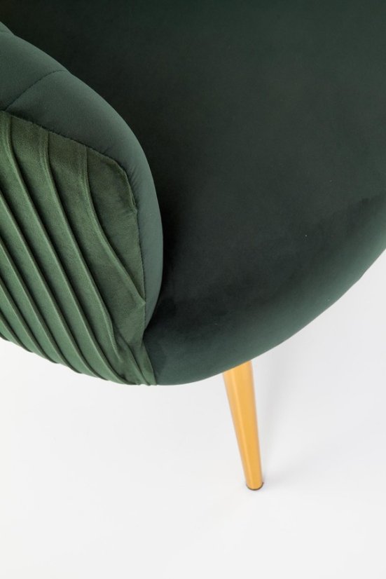 Designové křeslo CROWN — kov, látka, zelená Halmar