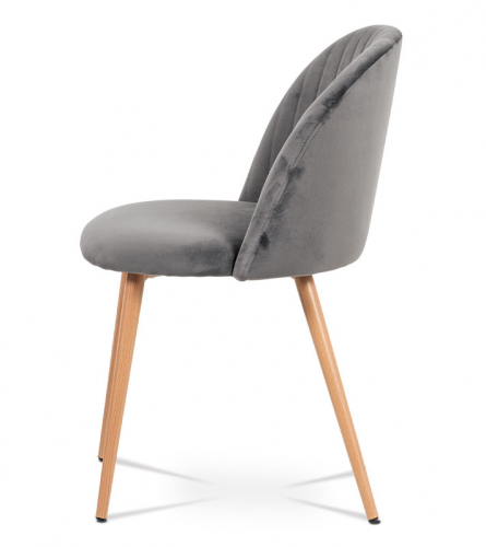 Jídelní židle JONAS — dekor buk, samet, šedá