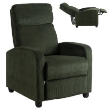 Kreslo DANNY — zelené, manšestr, polohovateľné