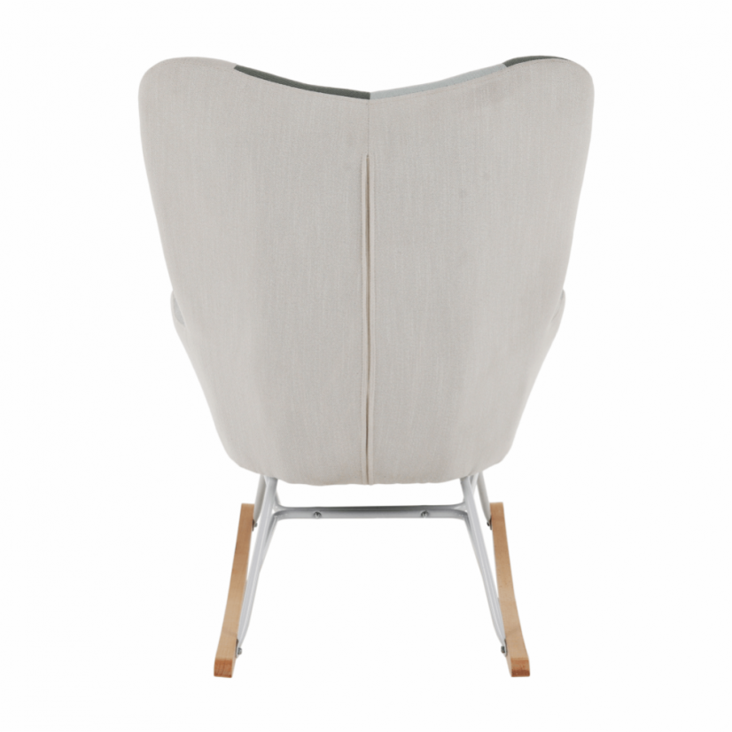 Houpací křeslo GERON — dřevo, kov, látka patchwork Kondela