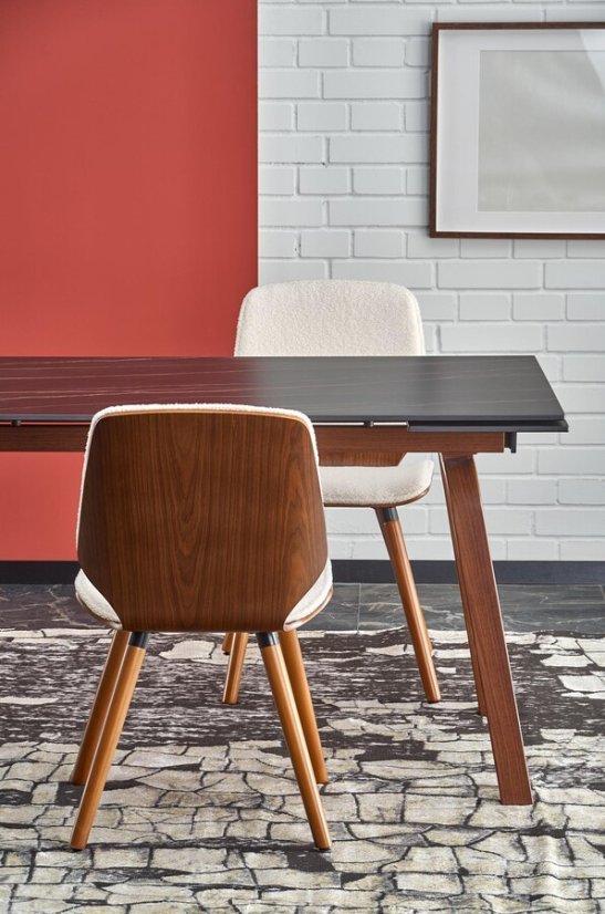 Jedálenská stolička PUNZ — masív, látka, orech / béžová