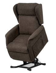 TV křeslo ušák SANDUR s elektrickým polohováním — hnědá látka, kov Autronic