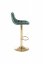 Barová židle DREY II – kov, látka, zlatá / temně zelená