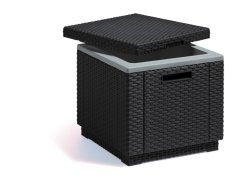 Zahradní chladící box CUBE — umělý ratan, grafit