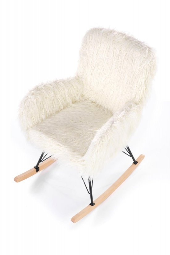 Houpací křeslo AUSTIN –? kov/masiv, látka krémová Halmar