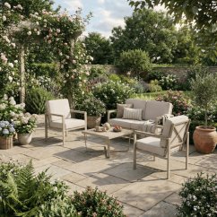 Zahradní sestava IVORY –  kov, polywood, béžová barva, Autronic