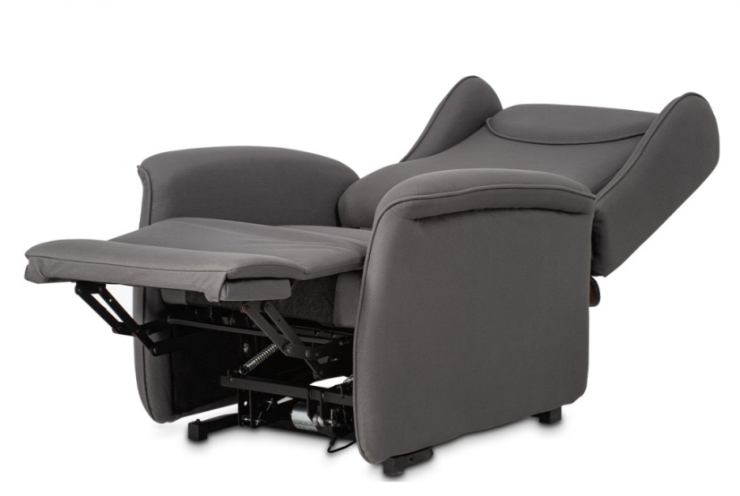 TV křeslo ušák MARLON s elektrickým polohováním — šedá látka, 2 motory, nosnost 140 kg Autronic