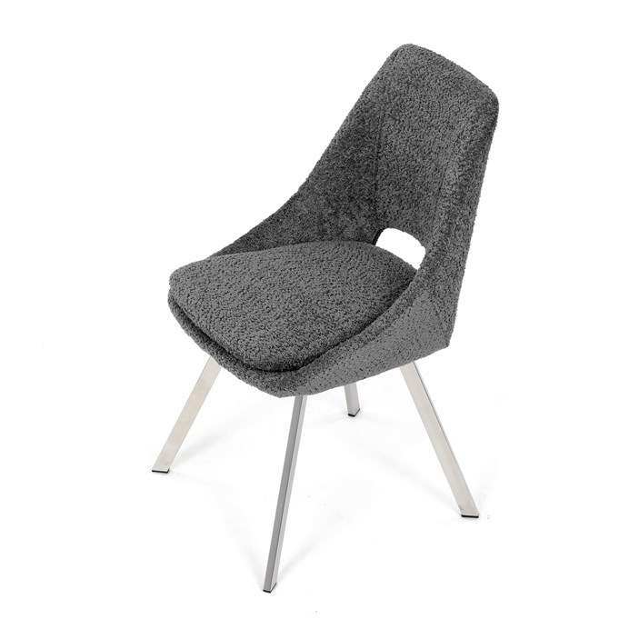 Elegantní šedá jídelní židle RINA s broušenými kovovými nohami (vzorek z prodejny)