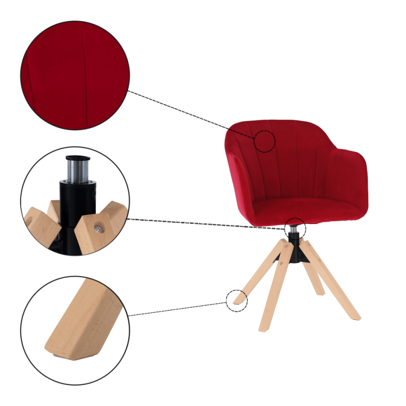 Otočné jedálenské kresielko DALIO – látka, masív, viac farieb - Čalúnenie DALIO: béžová / buk
