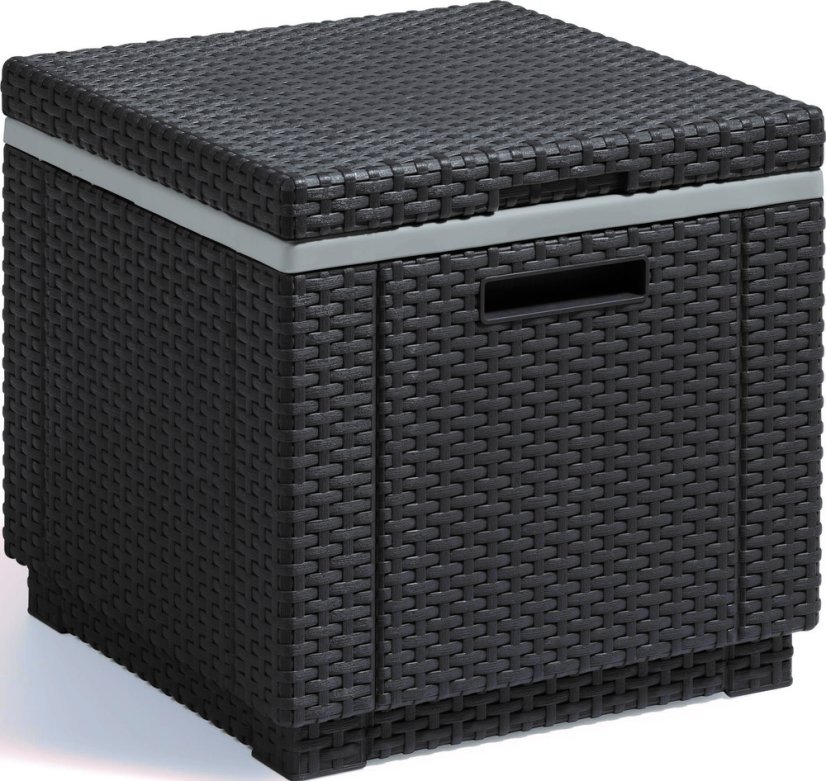 Zahradní chladící box CUBE — umělý ratan, grafit