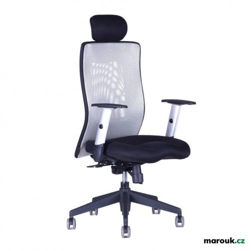 Kancelářská židle na kolečkách Office Pro CALYPSO XL SP4 – s područkami a podhlavníkem - Čalounění Calypso: Světle šedá 12A11