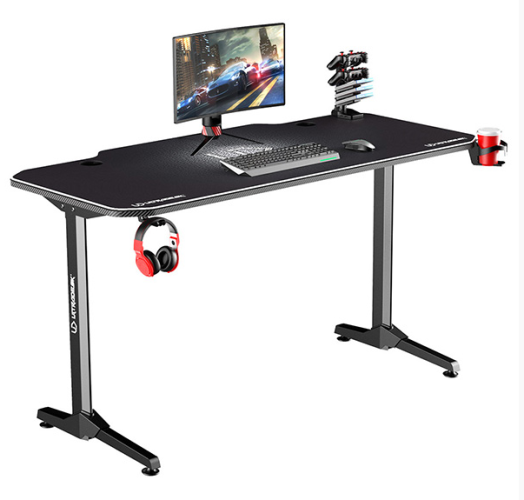 Herný stôl ULTRADESK FRAG WHITE – 140x66x76cm, so stojanom Ultradesk BEAM