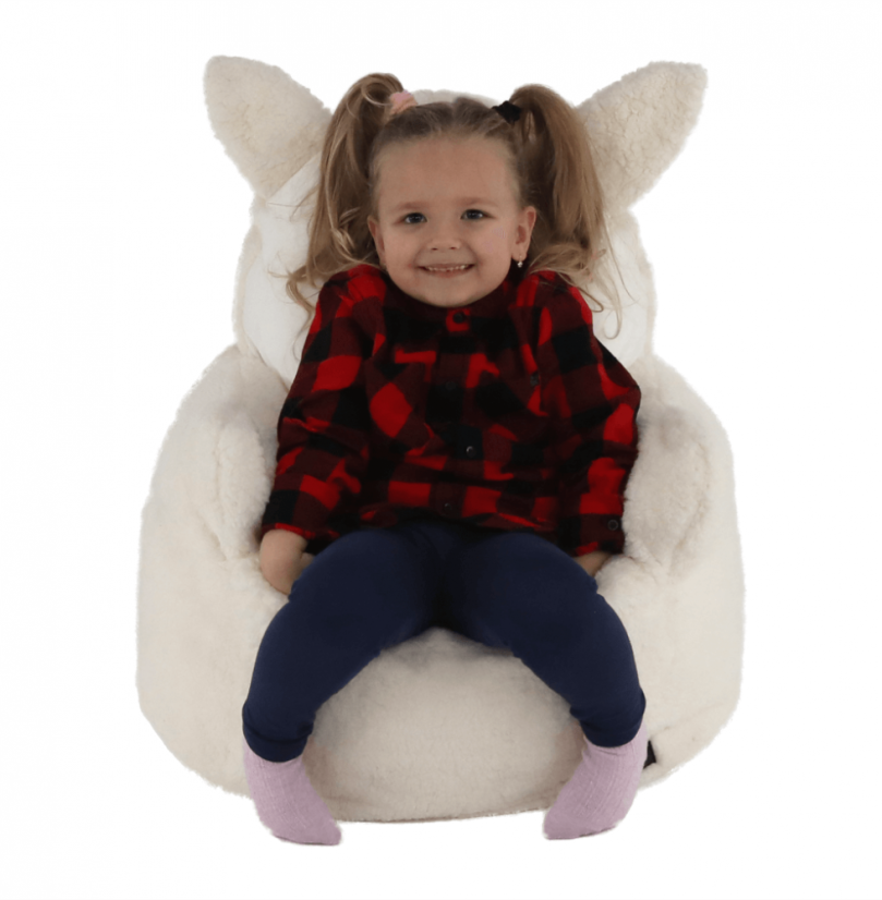 Dětský sedací vak BABY s ovečkou — 55×50, bílá/smetanová Kondela